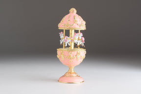 Keren Kopal Pink Carousel Faberge Egg with White Royal Horses  124.00