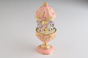 Keren Kopal Pink Carousel Faberge Egg with White Royal Horses  124.00