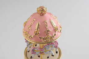 Keren Kopal Pink Carousel Faberge Egg with White Royal Horses  124.00