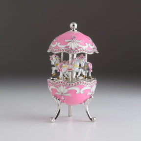 Keren Kopal Pink Musical Carousel Faberge Egg with White Royal Horses  124.00