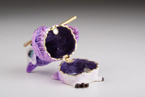 Keren Kopal Purple Owl Playing Flute Trinket Box  84.00