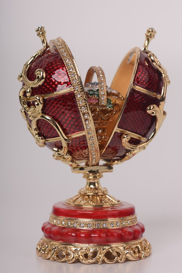 Keren Kopal Red Faberge Egg with a Removable Flower Bouquet  114.00