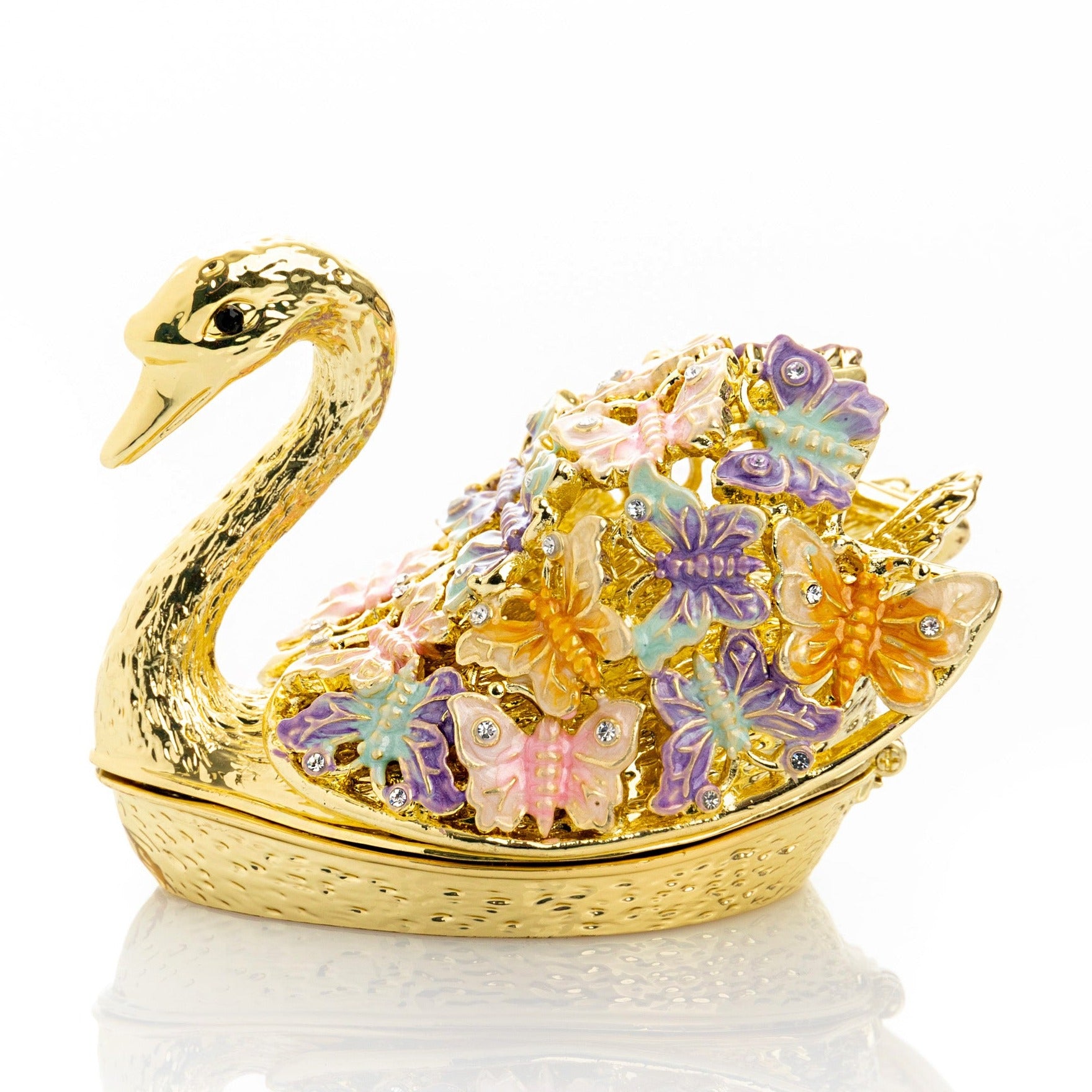 Golden Swan Decorated with Butterflies