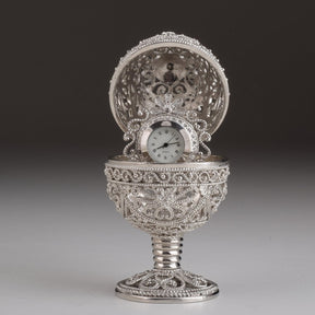 Keren Kopal Silver Faberge Egg with Clock Inside  119.00