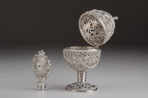 Keren Kopal Silver Faberge Egg with Clock Inside  119.00