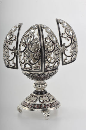 Keren Kopal Silver & Black Faberge Style Egg with a Clock Inside  154.00