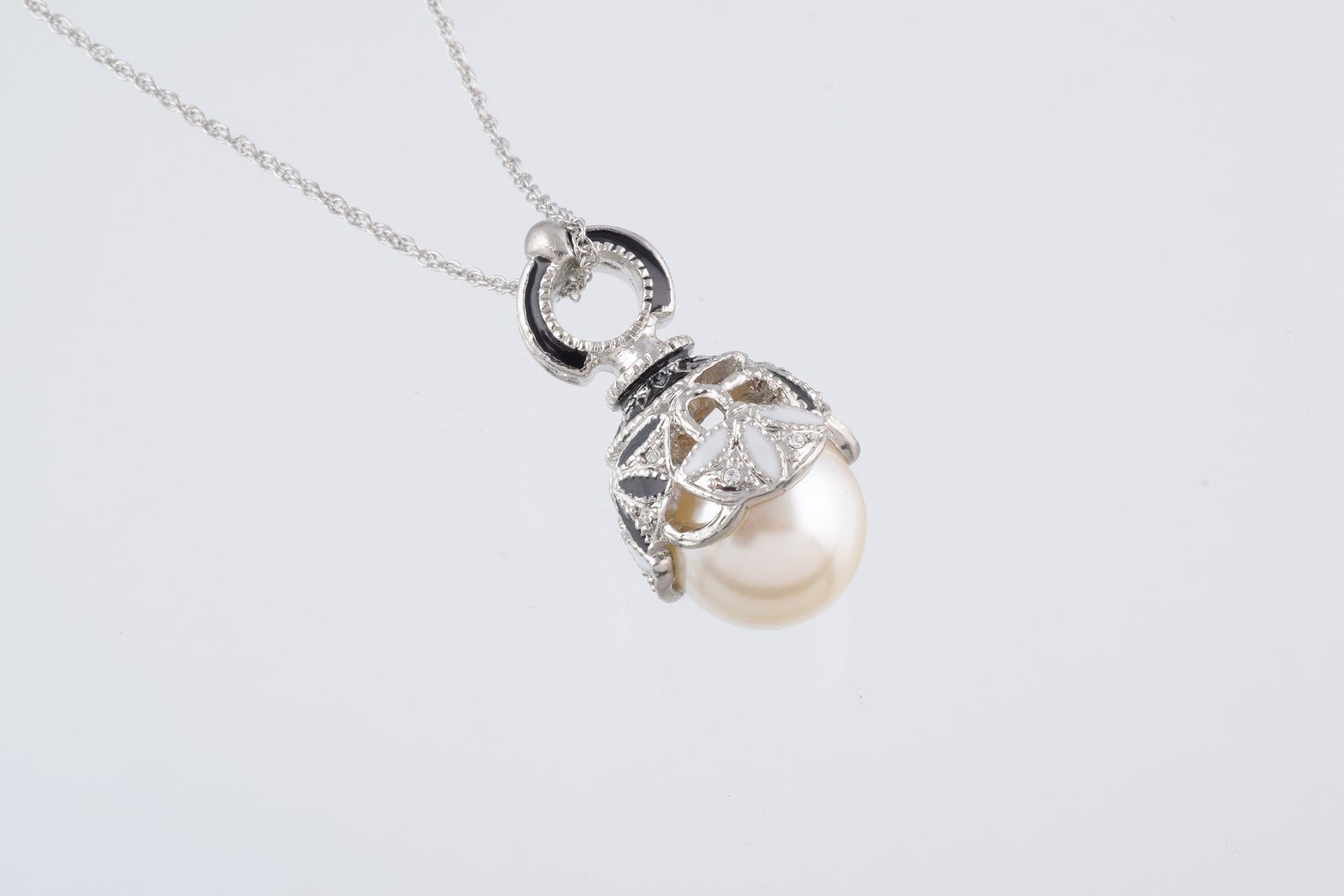 Keren Kopal Silver & Black Pearl Egg Pendant Necklace  39.00