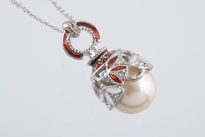 Keren Kopal Silver & Red Pearl Egg Pendant Necklace  39.00