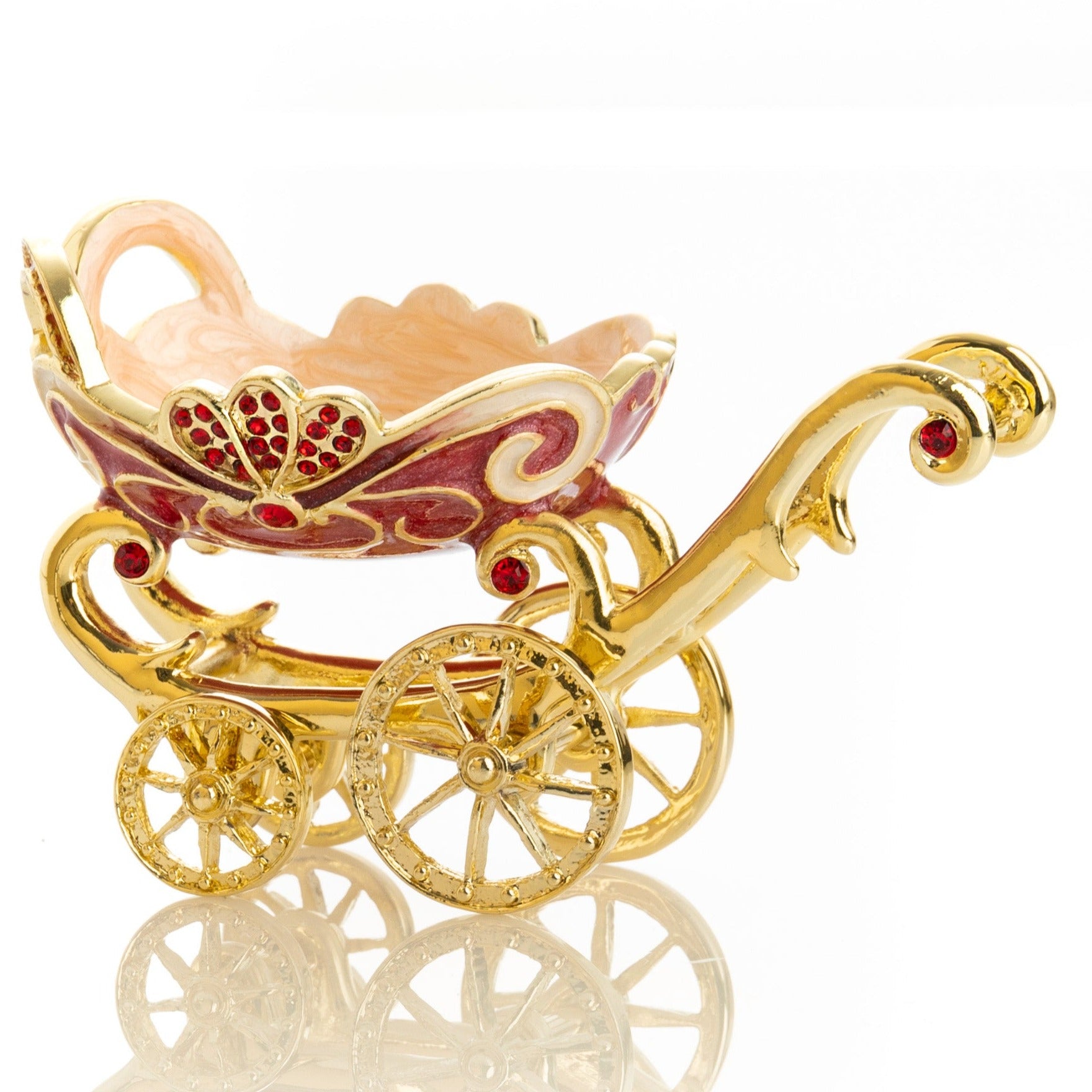 Red vintage Baby Carriage Trinket Box stroller