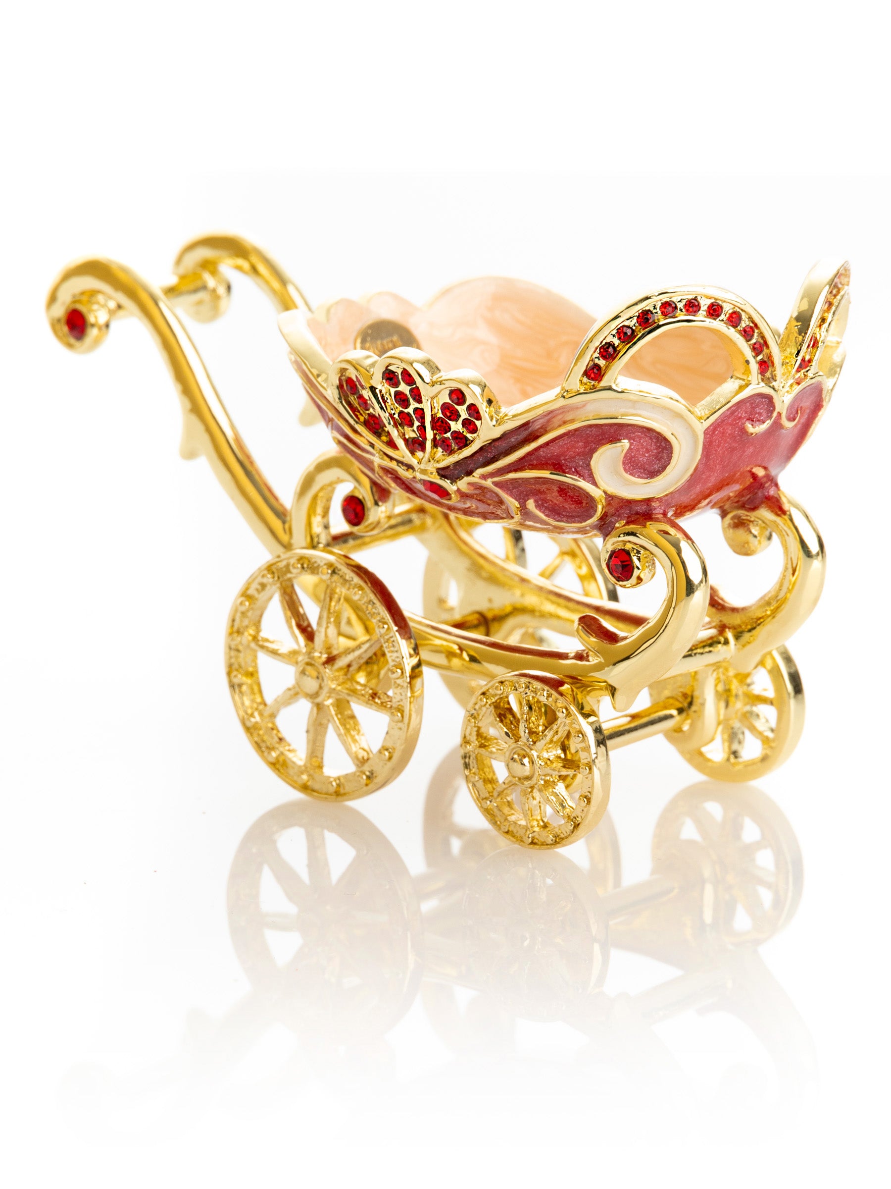 Red vintage Baby Carriage Trinket Box stroller