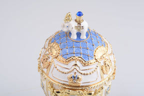 Keren Kopal White Faberge Egg with an Elephant on Top  344.00