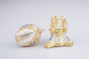 Keren Kopal White Faberge Egg with an Elephant on Top  344.00