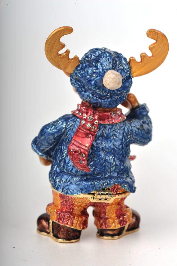 Keren Kopal Winter Deer with Blue Coat and Red Scarf  62.50