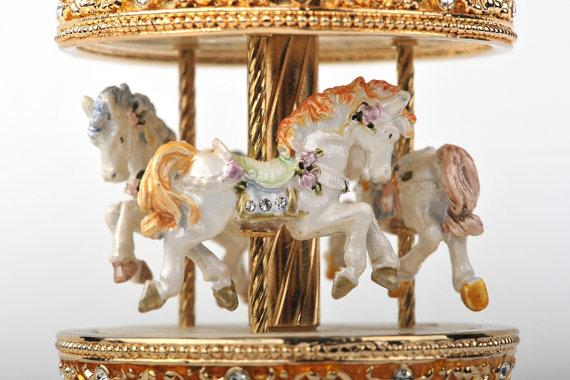 Keren Kopal Yellow Faberge Egg with Horse Carousel  136.50