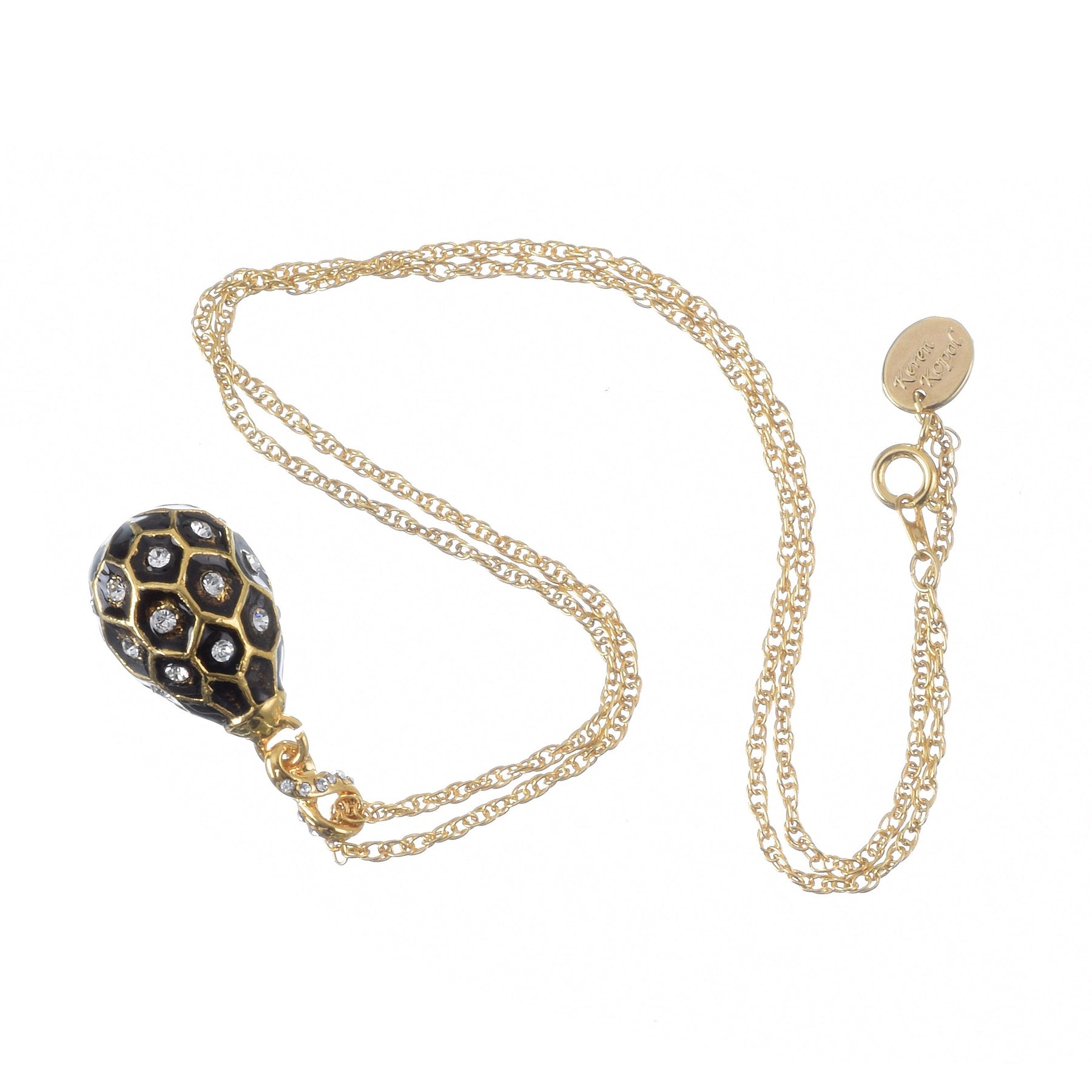 Black Egg Pendant Gold Necklace jewelry Keren Kopal