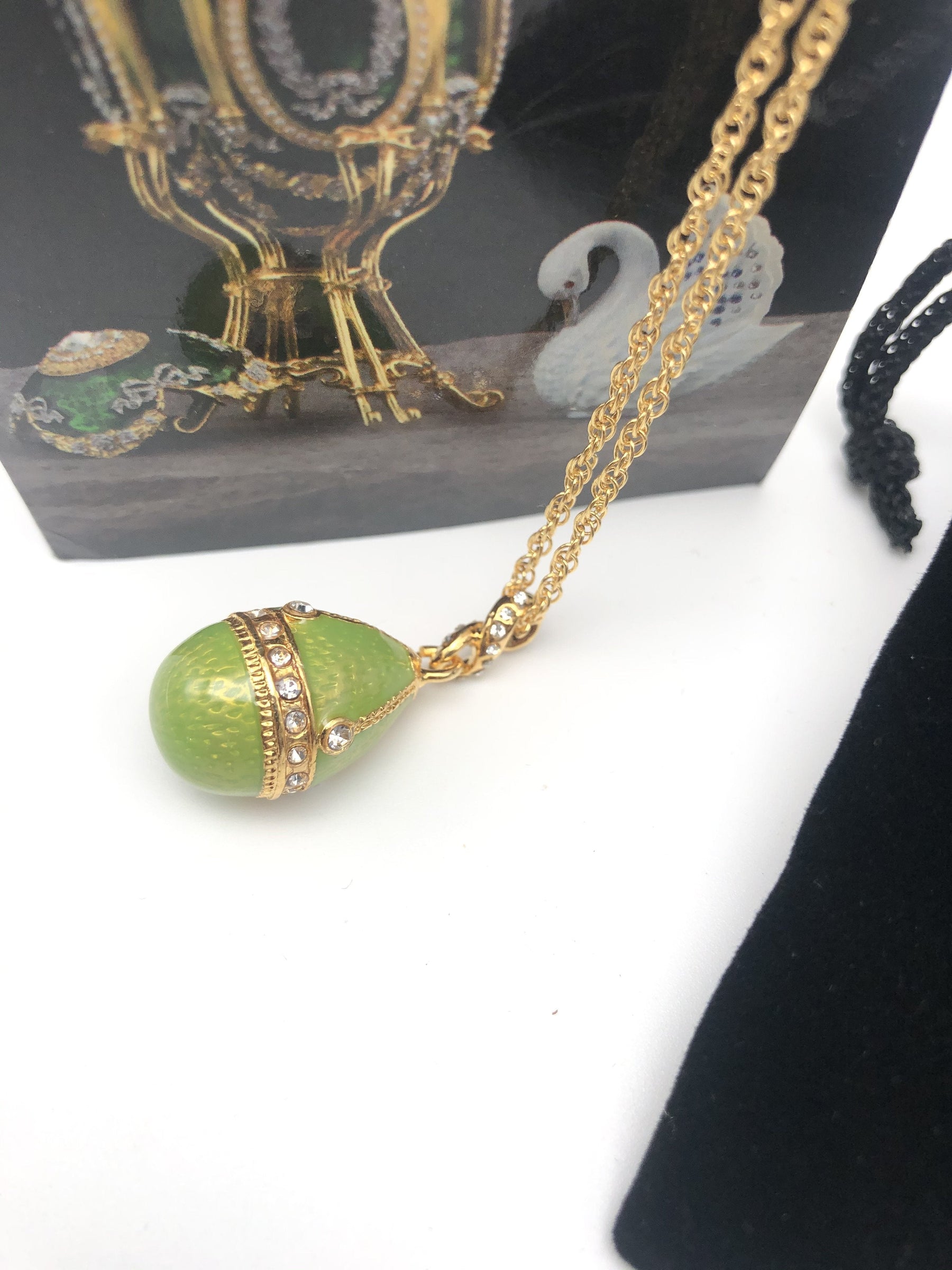 Green Egg Pendant Gold Necklace jewelry Keren Kopal