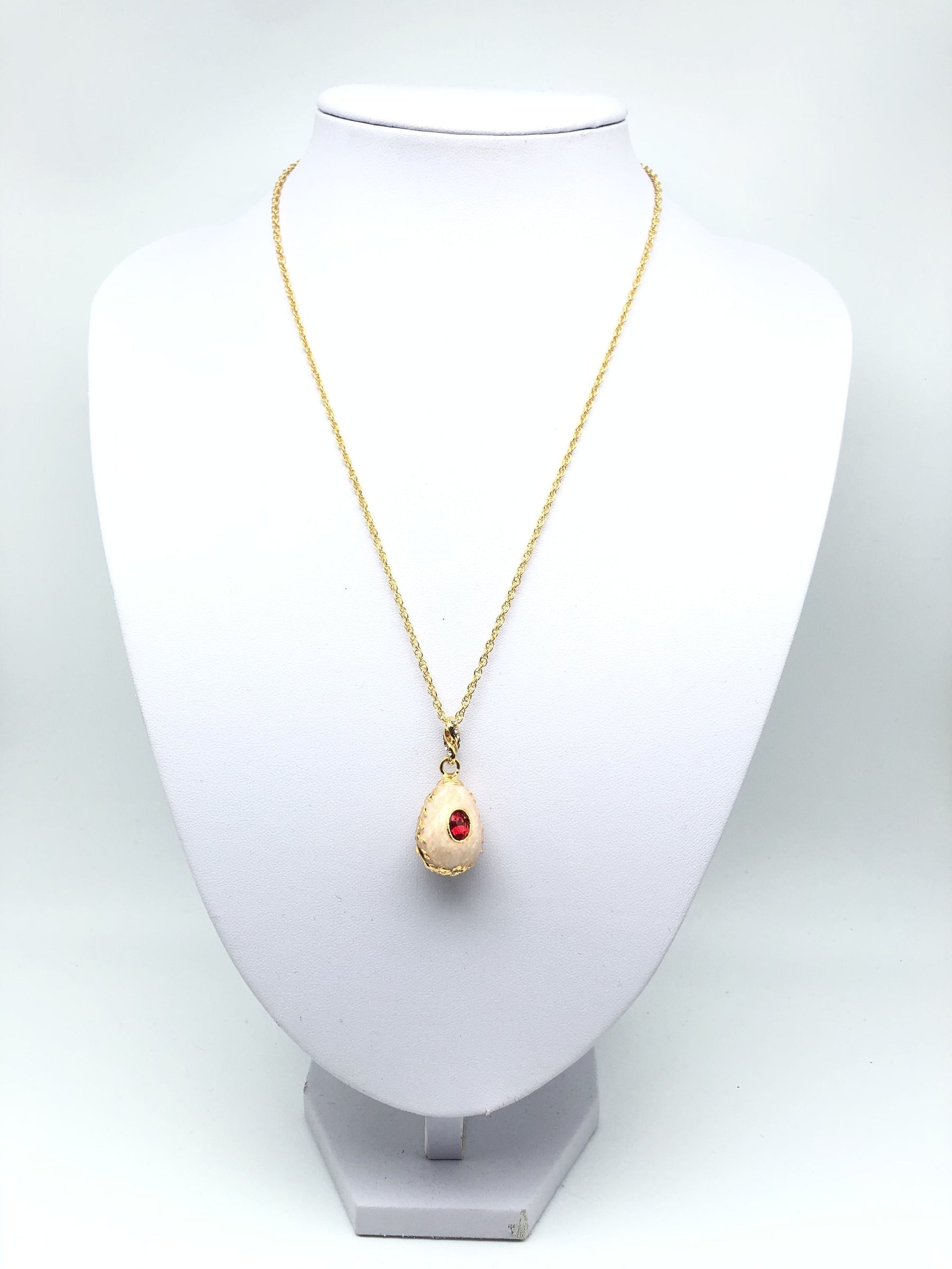 Pink Egg Pendant Gold Necklace jewelry Keren Kopal