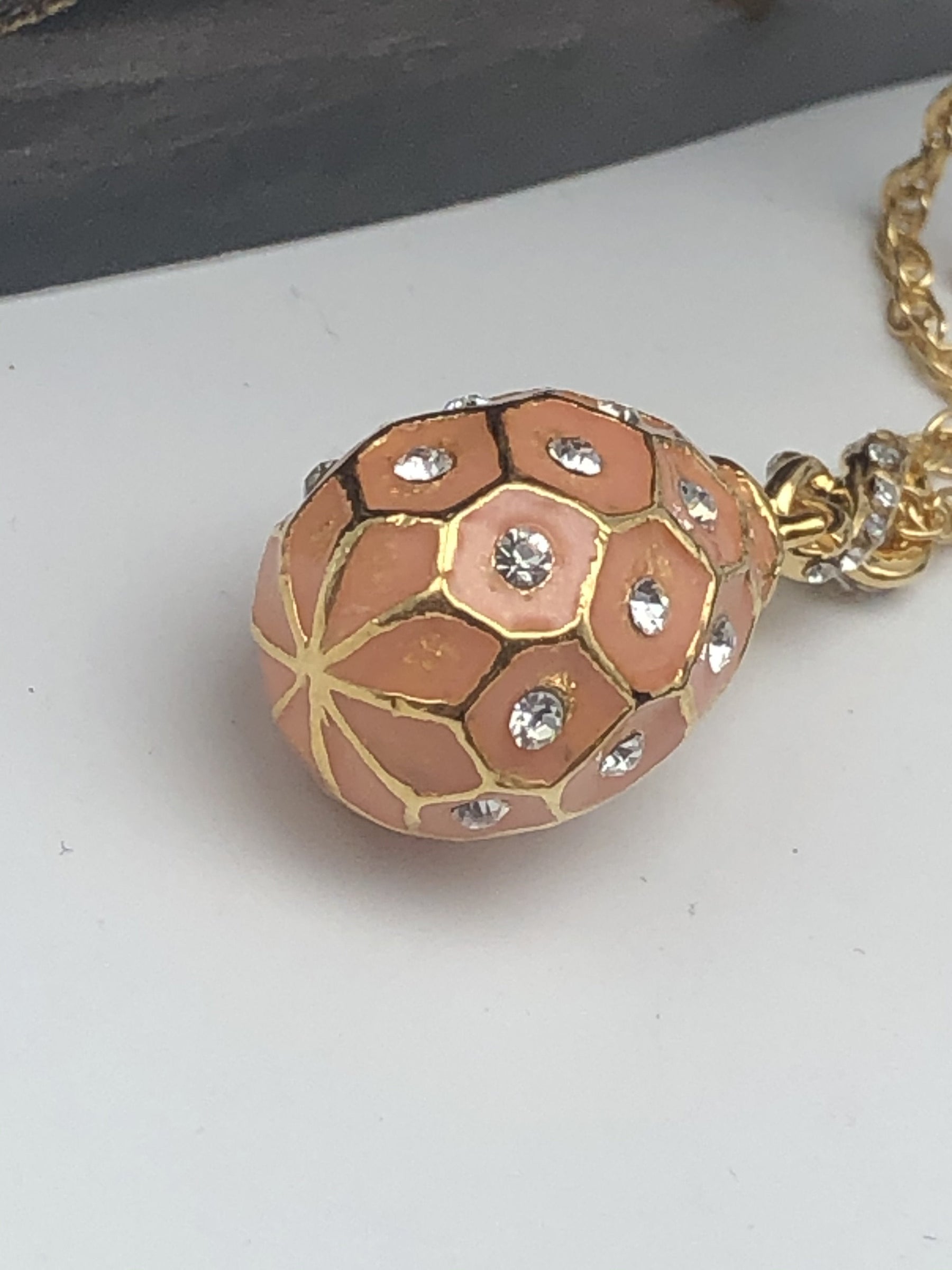 Pink Egg Pendant Gold Necklace jewelry Keren Kopal