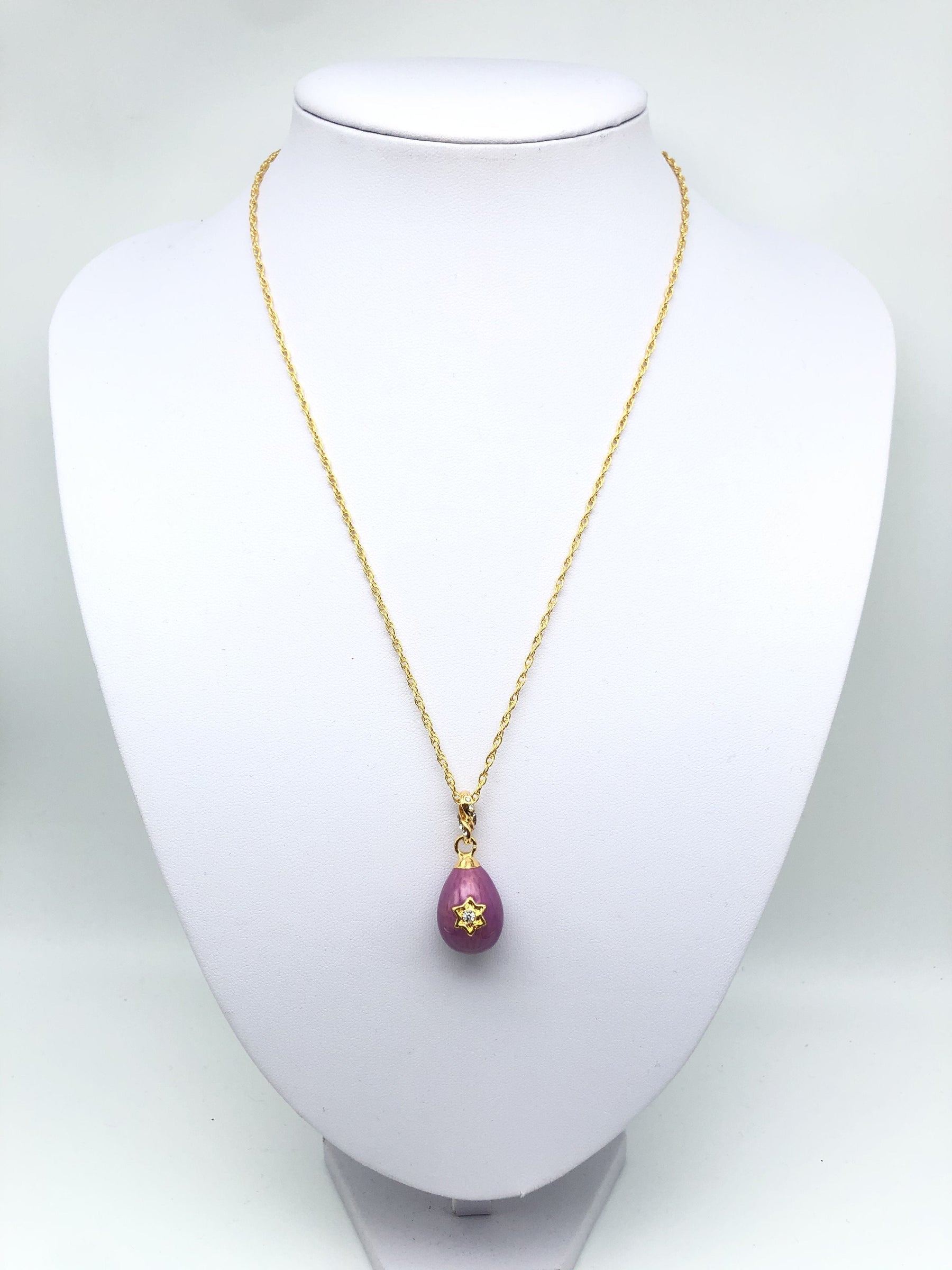 Purple Egg Star of David Pendant Gold Necklace jewelry Keren Kopal