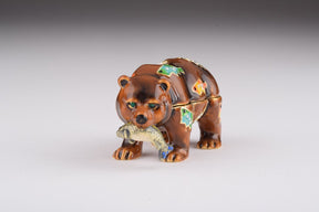 Brown Bear Holding Fish trinket box Keren Kopal