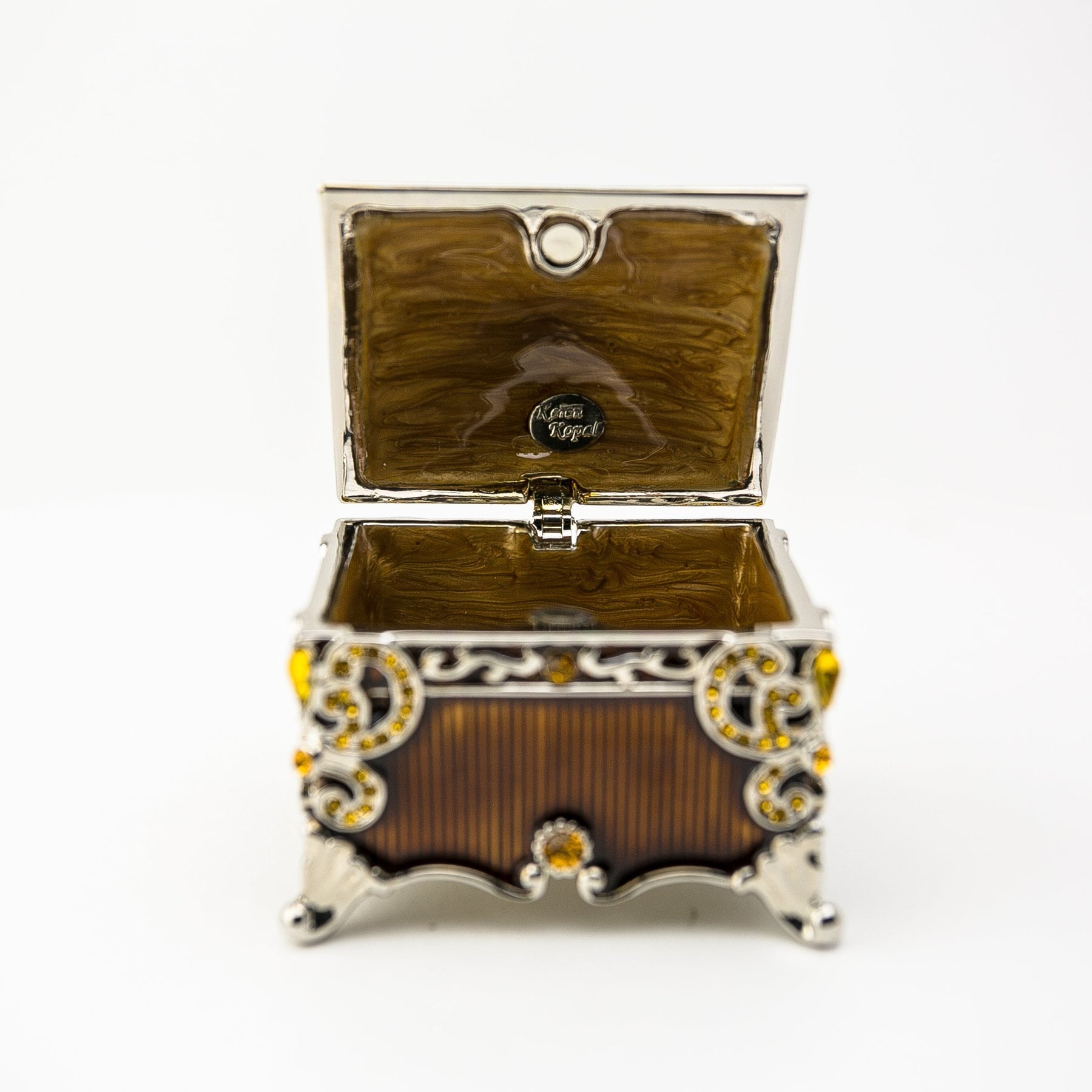 Brown Decorated Trinket Box trinket box Keren Kopal