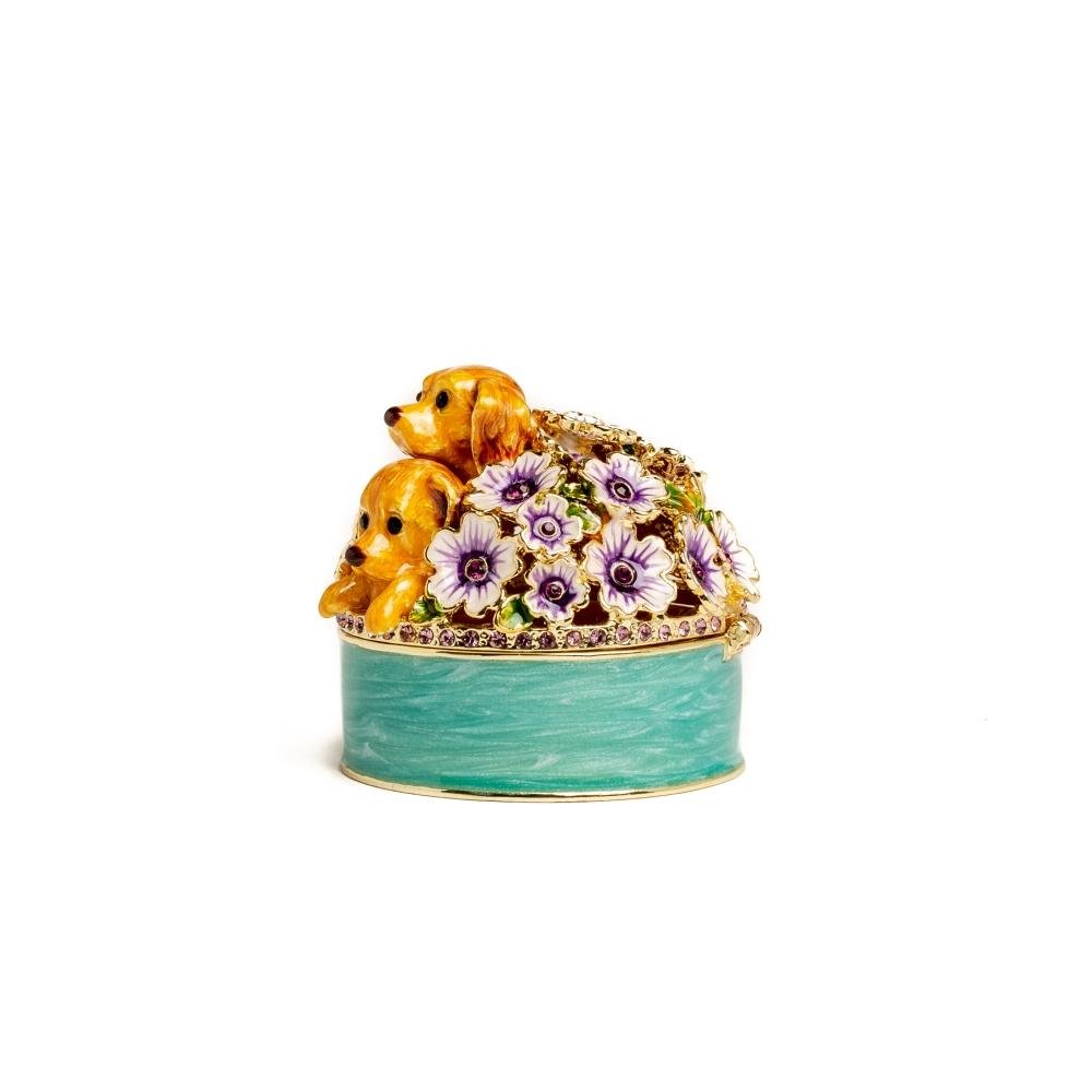 Cute Puppies and Flowers Trinket Box trinket box Keren Kopal