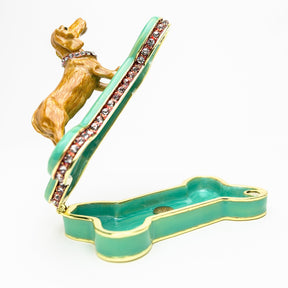 Dachshund Dog Sitting on Bone trinket box Keren Kopal