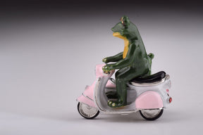 Frogs Riding Vespa with Sidecar trinket box Keren Kopal