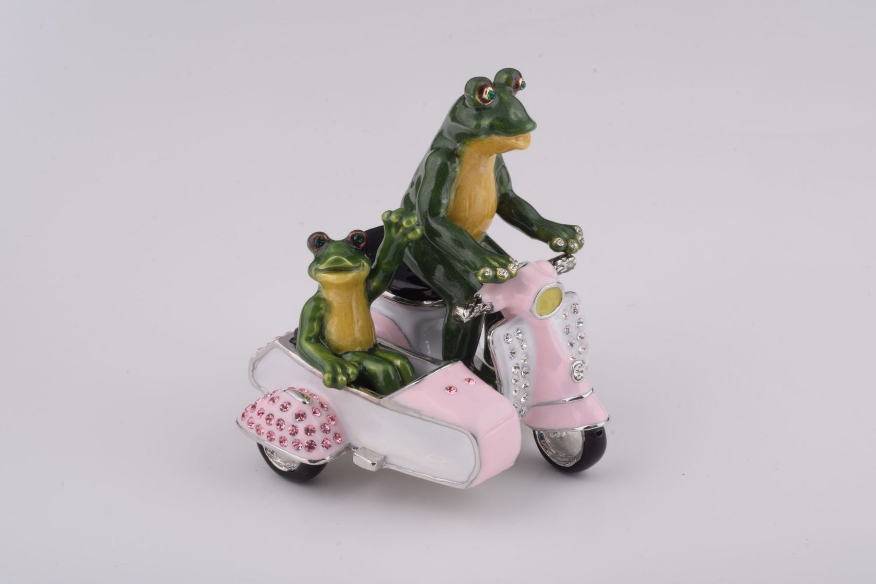 Frogs Riding Vespa with Sidecar trinket box Keren Kopal