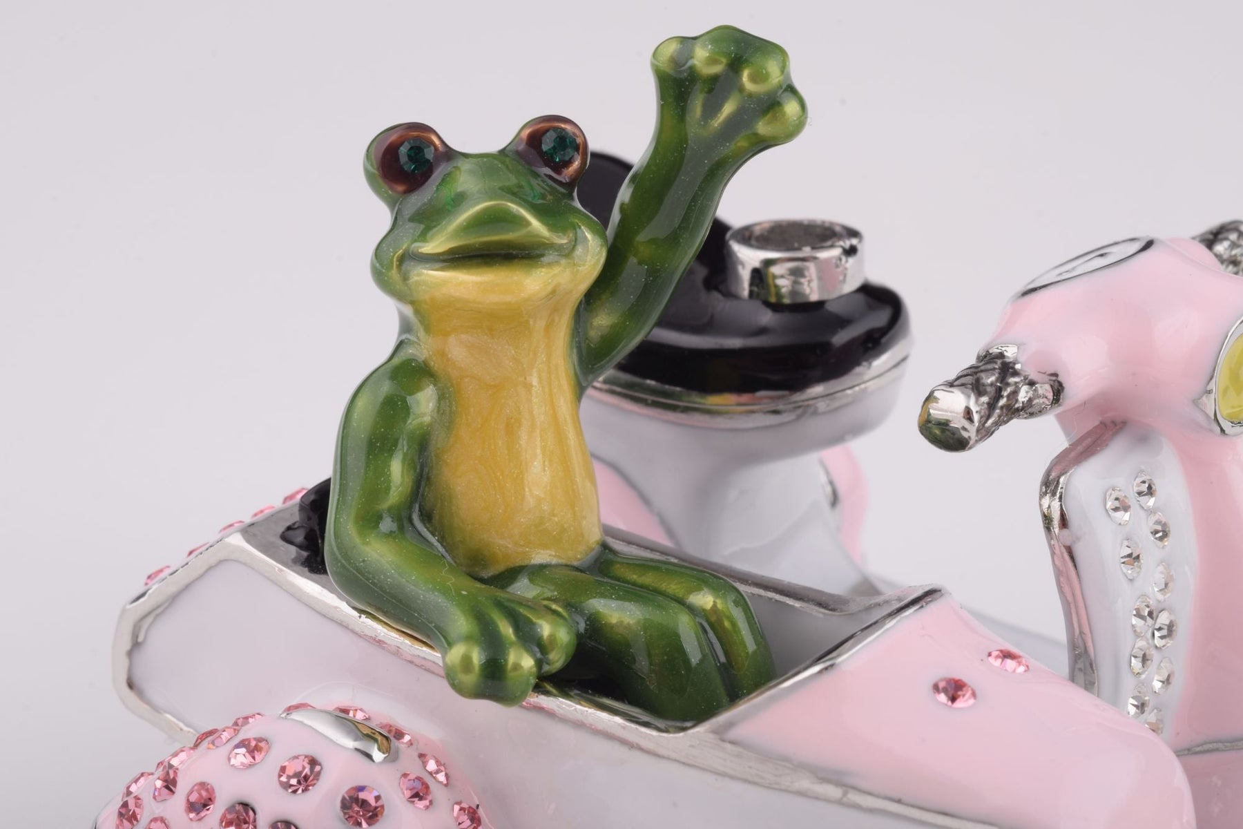 Frogs Riding Vespa with Sidecar trinket box Keren Kopal