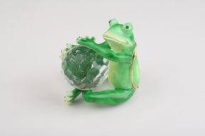 Keren Kopal Green Frog with Crystal Ball trinket box 104.00