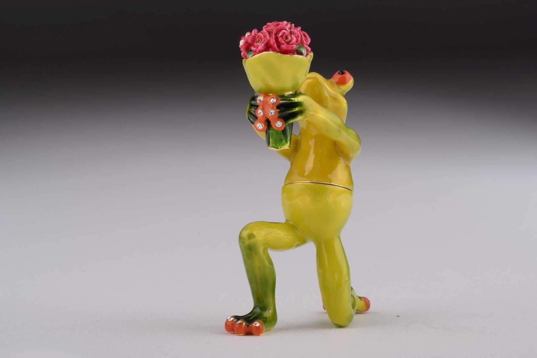 Romantic Frog Holding Flowers trinket box Keren Kopal