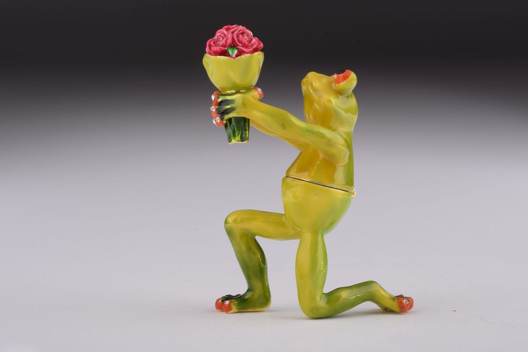 Romantic Frog Holding Flowers trinket box Keren Kopal