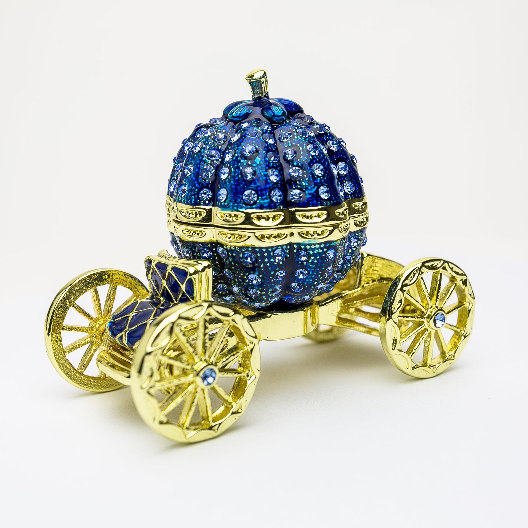 Royal Blue Faberge Pumpkin on Carriage trinket box Keren Kopal