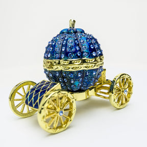 Royal Blue Faberge Pumpkin on Carriage trinket box Keren Kopal