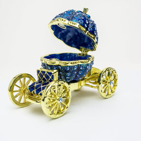 Royal Blue Faberge Pumpkin on Carriage trinket box Keren Kopal