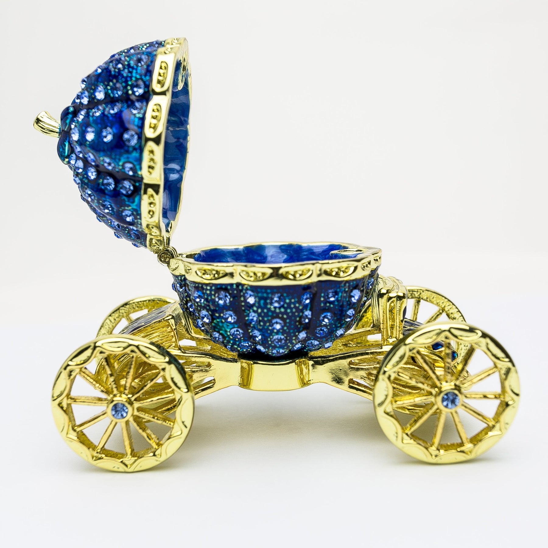 Royal Blue Faberge Pumpkin on Carriage trinket box Keren Kopal