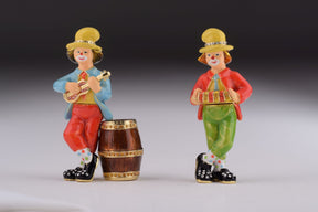 Two Circus Clowns Playing Music trinket box Keren Kopal