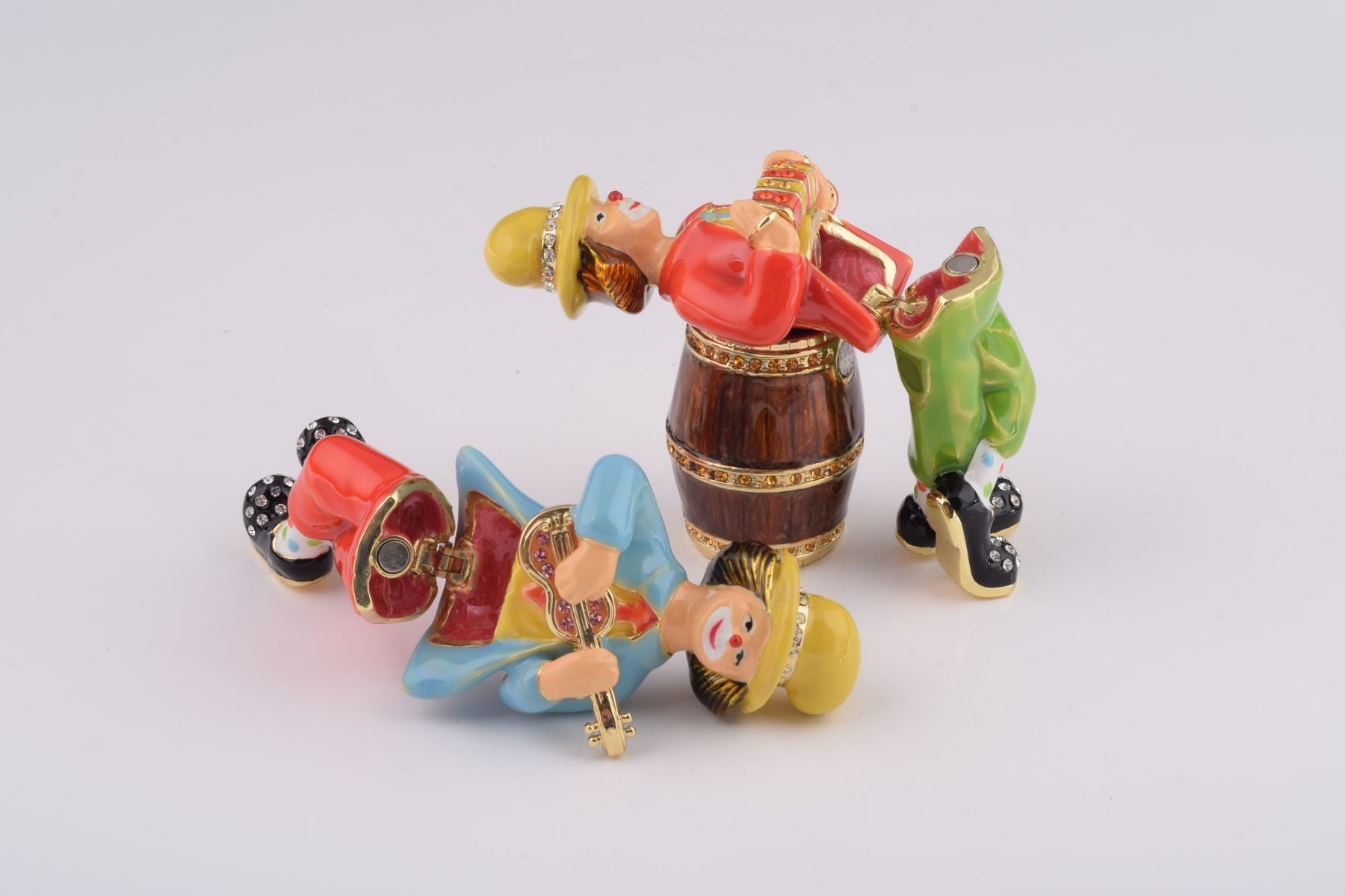 Two Circus Clowns Playing Music trinket box Keren Kopal