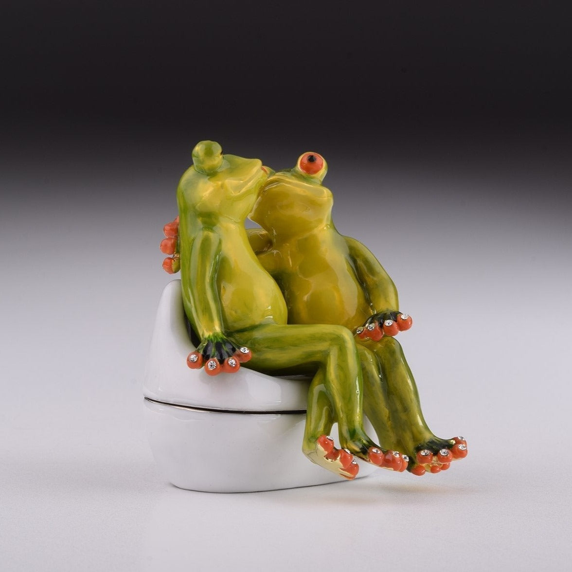 Two Frogs Sitting Together trinket box Keren Kopal