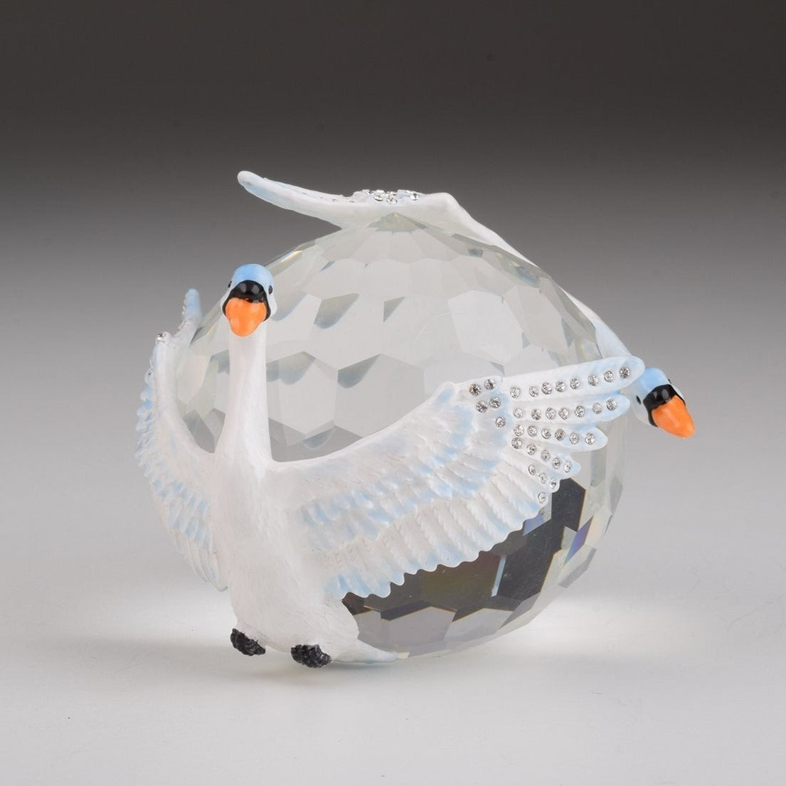 Keren Kopal Two White Swans on Crystal Ball trinket box 141.50