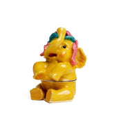 Yellow Sitting Elephant trinket box Keren Kopal